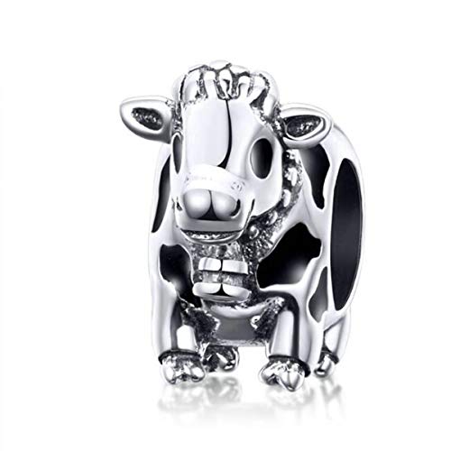 Original 100% 925 Sterling Silver Charm Bead Love Animal Charm family Birthday fit Pandoras Bracelets DIY Charms (Cow Charms)
