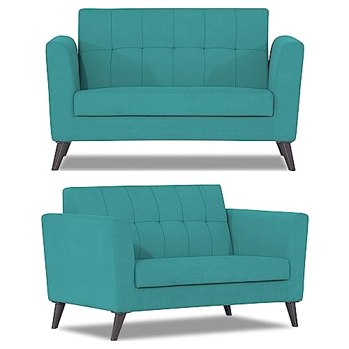 Image of Adorn India Dannis 3+2 5 Seater Sofa Set (Aqua Blue) (3 Year Warranty)