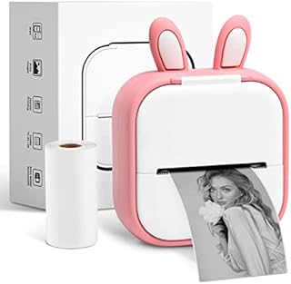 Mini Portable Sticker Printer - Memoking T02 Thermal Photo Printer, Bluetooth Wireless Phone Printer, Small Instant Pocket Printer, for Children DIY, Come with Sample Paper, Pink