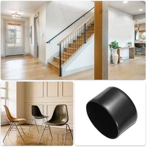 Image of uxcell 2pcs Rubber End Caps 63mm(2 1 /2 Inch) ID x 40mm(1 9 /16 Inch) H Vinyl Round Tube Bolt Cap Cover Screw Thread Protectors Black, 40mm Height