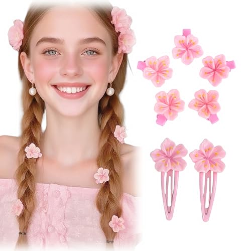 7PCS Small Cherry Blossom Hair Clips Cute Pink Flower Hair Accessories for Women & Girls Bangs Decorative Sweet Sakura Barrttes for Birthday Back to School