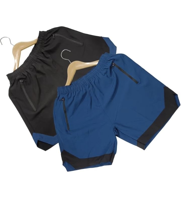 Mens 2 Pack Polyester Yoga Short Men Summer Running Gym Sports Shorts with Pockets Shorts for Men.-picture-51
