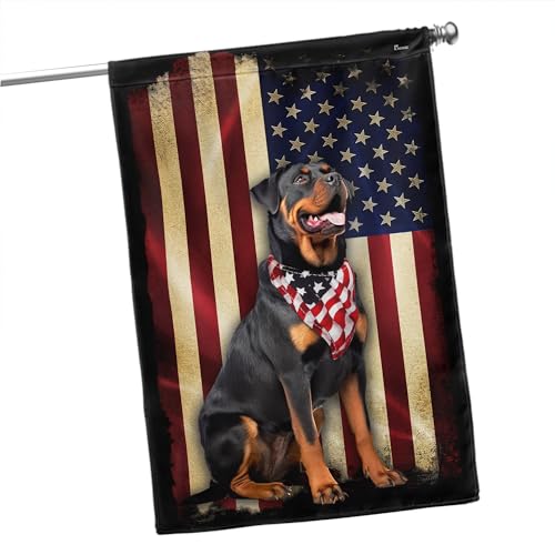 Flags-Rottweiler American Flag, House Flag (29.5" x 39.5")-USA House Garden Flags Premium Polyester-Decorative Outdoor Flags by FLAGWIX - Image 2