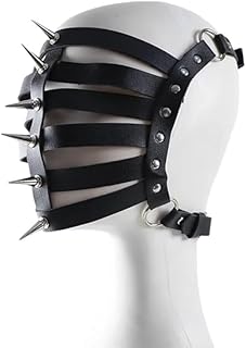 QiKKago Sombreros Decorados Faciales GóTicos con Anillos De Clavos De Cuero Negro, Accesorios para Fiestas De Halloween, Regalos para Parejas - K19