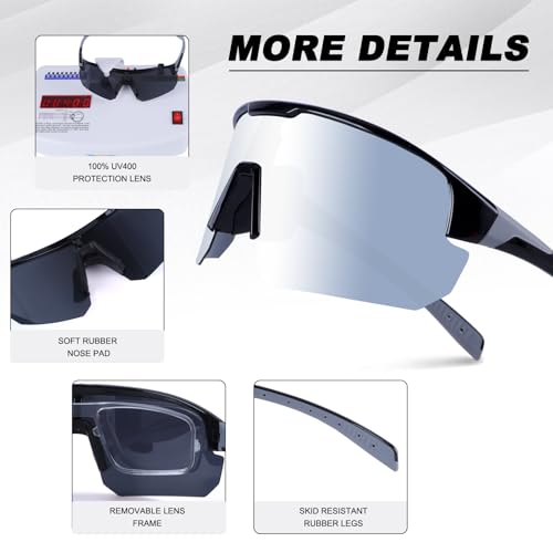 Image of BangLong Polarized Sports Sunglasses for Men Women UV400 Protection | TAC HD Lens, RX Insert Included, Lightweight Wrap-Around Design for Running Cycling Baseball Hiking