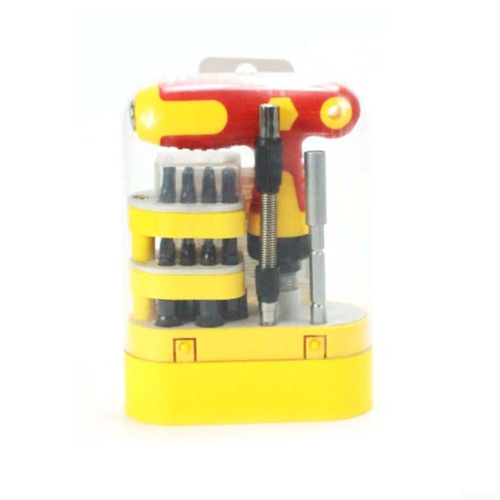Eawfgtuw Juego de destornilladores de trinquete en forma de T con mecanismo bidireccional, varilla extensible para un alcance profundo, mango ergonómico de polipropileno, puntas de metal para