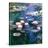 Monet Water Lilies Canvas Wall Art Print Vintage Lily pond Picture Painting Artwork Aesthetic Wall Decor for Home Farmhouse Living Room Bedroom 8x10 Framed