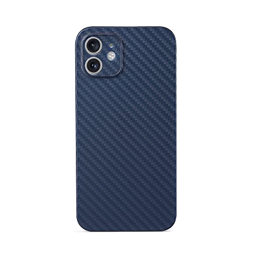 aiino italian ideas Custodia Skin per iPhone 12, Cover Blu Notte iPhone 12 con effetto Fibra di Carbonio, Antiurto e Anti Graffio, Compatibile con MagSafe, Qualità Italiana - Blu