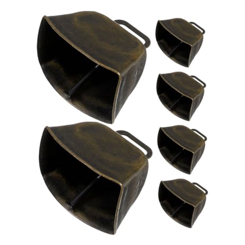 Sosoport Antique Style Farm Cow Bells 6 Pack Metal Craft Bells Vintage Rustic Decor for Christmas Pet Event Use
