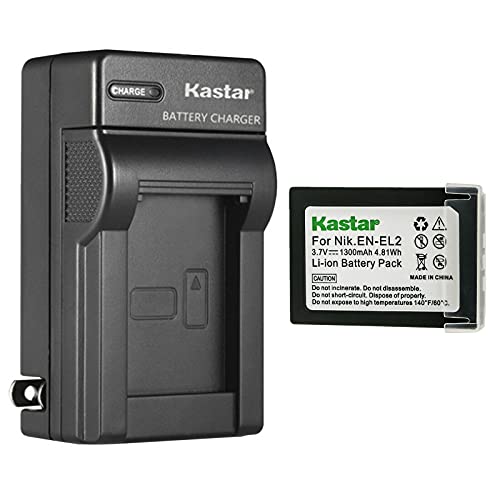 Kastar 1-Pack Battery and AC Wall Charger Replacement for Nikon EN-EL2 ENEL2 EL2 Battery, Nikon MH-60 Charger, Nikon Coolpix 2500, Nikon Coolpix 3500, Nikon Coolpix SQ500 Digital Cameras