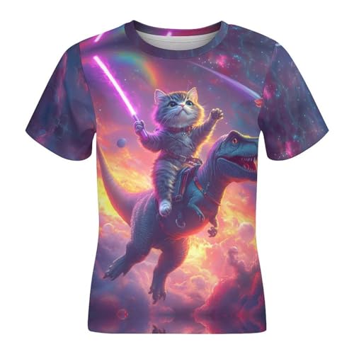 Boys Girls 3D Cat Graphic Printed T-Shirt Kids Summer Cool Crewneck Short Sleeve Tees4