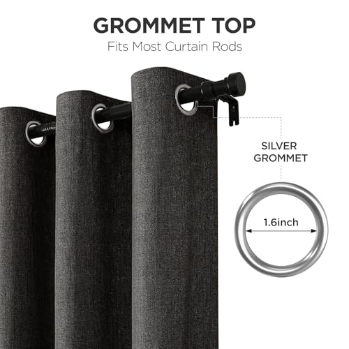 Image of Joydeco Blackout Curtains 108 Inches Long 2 Panels Burg, Room Darkening Curtains for Bedroom, 100% Black Out Textured Thermal Drapes Privacy Protection 2 Panels Set(W52 x L108 Inch, Charcoal Grey)