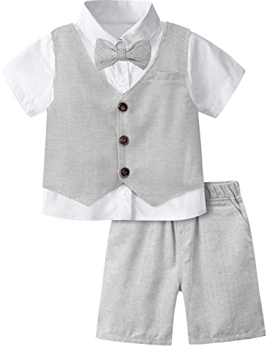 mintgreen Baby Junge Gentleman Anzug Party Outfits Setz, Hellgrau, 2-3...