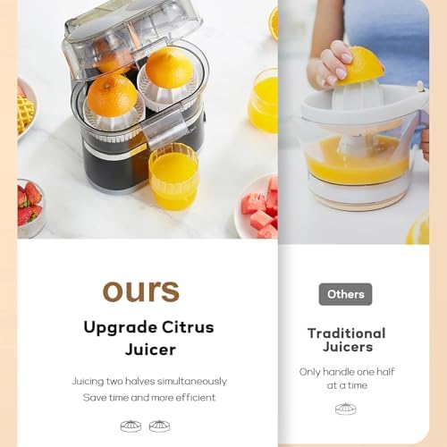 Miniatura 6 de Electric Juicer Machine, 100W Citrus Juice Maker with 500ml Capacity, 18000 RPM Powerful Motor, Easy to Clean and Dishwasher-Safe Parts, Fresh Hand