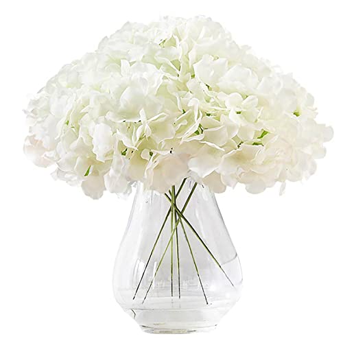 Vkekieo Hydrangea Artificial Flowers, Fake Flowers Silk Hydrangeas Uv Resistant For Outdoor Indoor Wedding Bouquets Decoration, Fake Plants For Outside Cemetery Home Decor, Gifts For Women (White) #TOP2