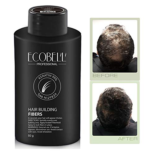 Ecobell maxi format 50 grammes CHATAIN CLAIR. Poudre de cheveux volumatrice calvitie