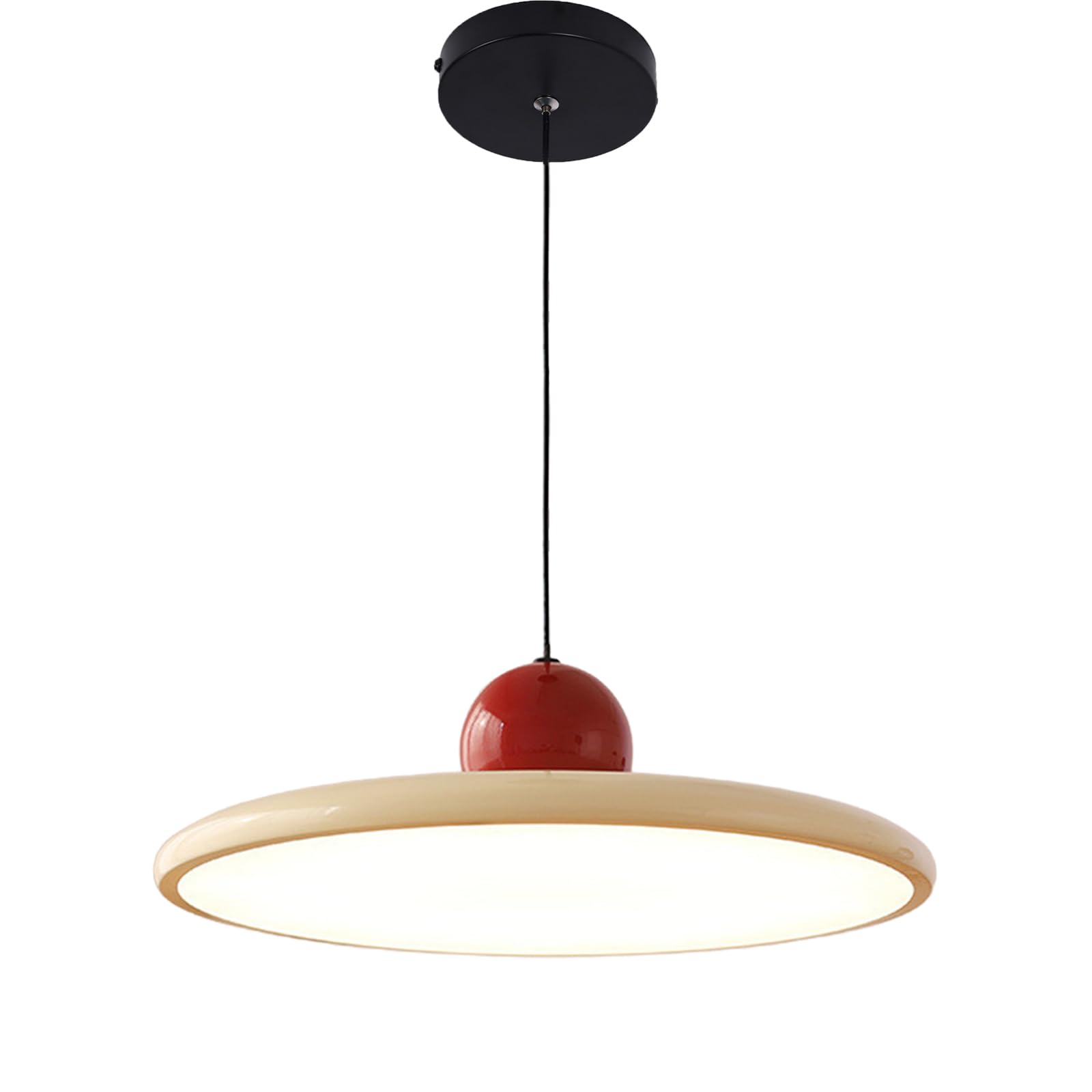 NICRX Modern UFO Pendant Light - 36W LED Dimmable Hanging Lamp,Adjustable Height 3-Color Temperature Hanging Lights,Acrylic and Metal Ceiling Light Fixture for Dining Room,Living Room,Café (White)