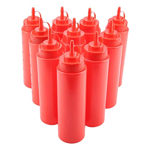 YULEESIYIP Dispensador de condimentos de plástico Durable Cocina de vinagre de crema de salsa de boquilla estrecha ecológica (Rojo)