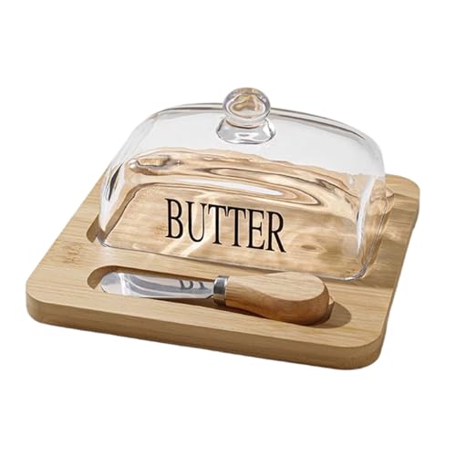 バターホルダー,蓋付き ガラス 保存 容器 | カッター付きバター保存容器 - キッチンカウンター ダイニングテーブル 朝食 アウトドア ピクニック カフェ ベーカリー パーティー向け