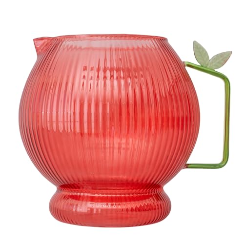 ban.do Cute Tinted Glass Pitcher, Apple | Ridged Glass Hosting Water Pitcher, Novelty/Unique/Fruit Theme Carafe with Handle