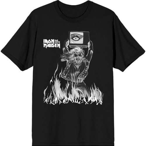 Iron Maiden Est 1975 Holy Smoke Flames Crop T Shirt Size M