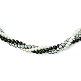 Metallgewicht: 34,05 g. Diamond2deal Majestik Halskette 925 Sterlingsilber 3-reihig 4-5 mm Weiß Grau Schwarz Muschelkette 45,7 cm