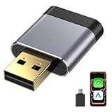 Adaptador CarPlay Inalámbrico para Apple CarPlay, USB-A/USB-C Metálico, Mini Plug & Play, Conexión Rápida y Estable, Adaptador de CarPlay con Cable a Inalámbrico, Compatible con iPhone (iOS 10+)