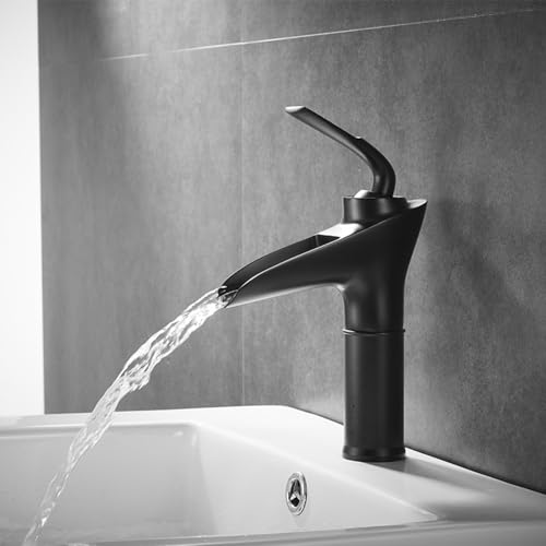 Mitigeur lavabo cascade anti-éclaboussures robinet salle de bain or brossé chaud froid G1/2