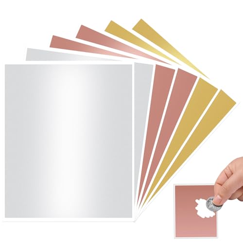 Luckwaii 6 Stück Groß Rubbelaufkleber, DIY Rubbellose Selber Machen Rubbelkarte und Goldenes Ticket 27x20mm Rub on Sticker für Hochzeit Weihnachten Geburtstage Schwangerschaft (Gold/Silber/Roségold)