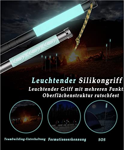 Foto von Premium Wanderstöcke Abnehmbarer Trekkingstöcke -Teleskop Wanderstock mit Leuchtfunktion - Survival WanderStöcke Unisex, Multifunktions Messer mit Doppelkopfschraubendreher für Camping Trekking
