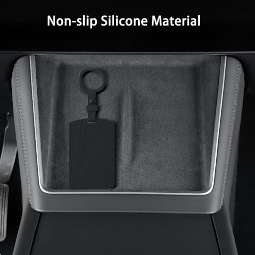 TOPABYTE 2 Pack Key Card Holder for Tesla Model 3/Y/S/X Cybertruck Accessories, Soft Silicone Card Case Cover Key Chain Protector for Model Y Juniper Launch Series Accessories, Black by TOPABYTE - Image 5