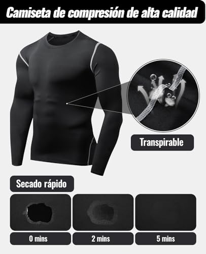 Niksa 3 Piezas Conjunto de Compresion Hombre, Camisetas Compression Mallas Running Pantalon Corto Deporte Ropa Deportiva Hombre para Running Correr Gym Fitness - imagen 3
