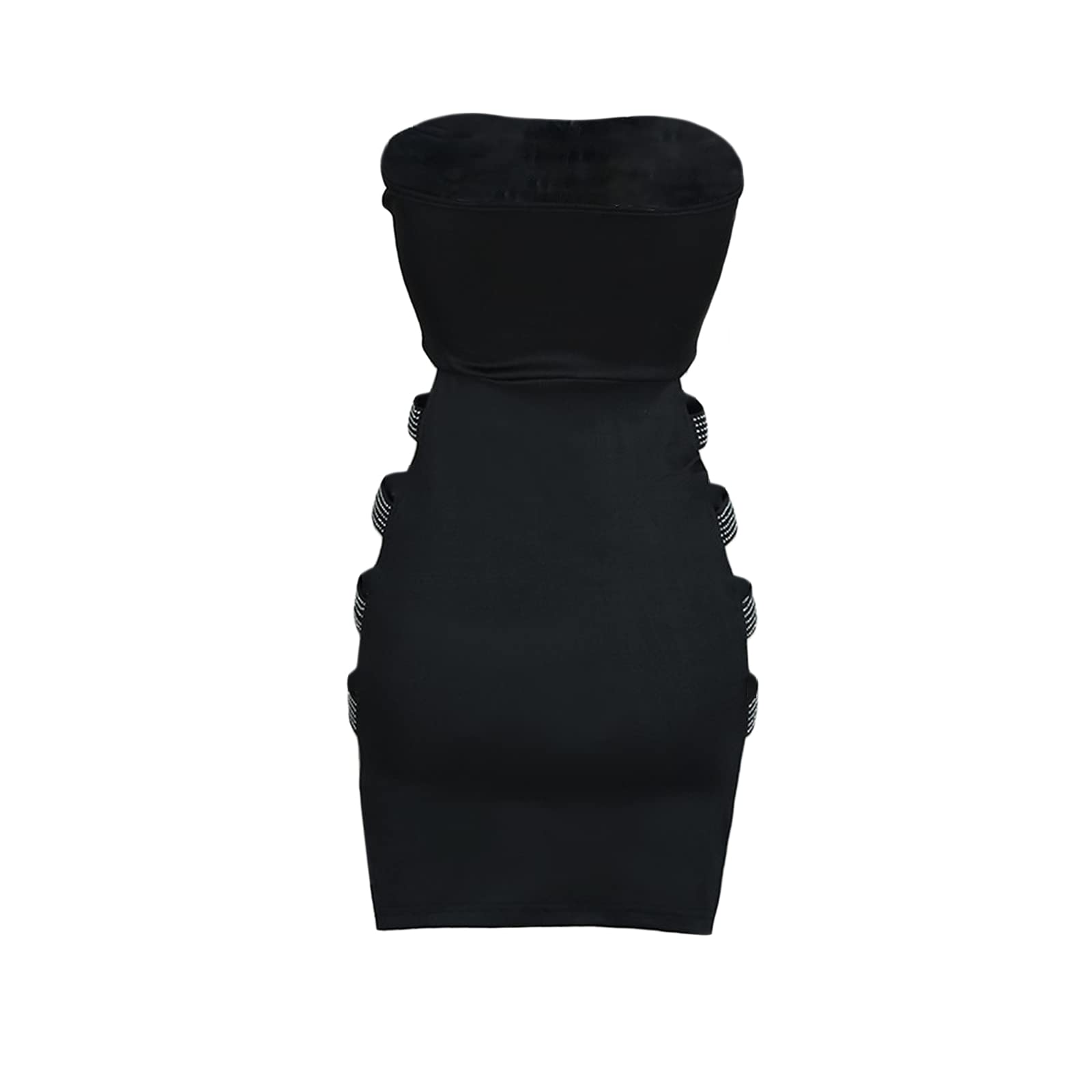 Loalirando Robe Crayon Femme Courte Sexy Moulante avec Strass Robe Epaules Dénudées pour Soirée Clubbing