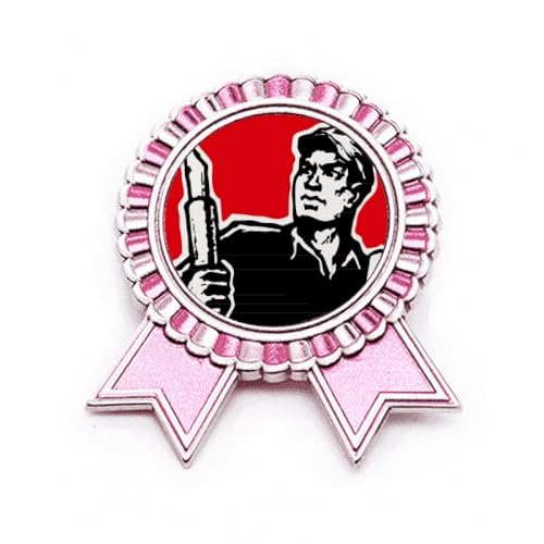 Broche rouge avec chapeau de livre haut de gamme, badge patriotique rose en métal, taille M.