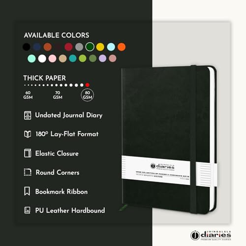 Image of Jhingalala Diaries - Hardbound Leather Cover Pocket Size Corporate Executive Diary Notebook I Pocket Diary For Men and Women I A6 Size I 80gsm Paper I 192 Ruled Pages (Green)