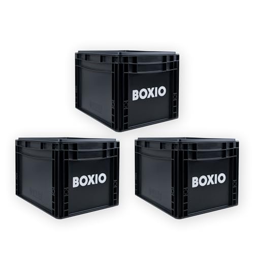 EUROBOX 40 x 30 x 28 cm : BOXIO SOLO - 3 couvercles en plastique - boîte...