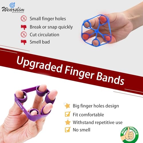 Wearslim Professional Hand Grip Strengthener, Finger Gripper Exerciser For Hand Grip, Wrist & Palm, Silicone Finger Stretcher With 3 Resistance Levels (Multicolour, Set Of 3)