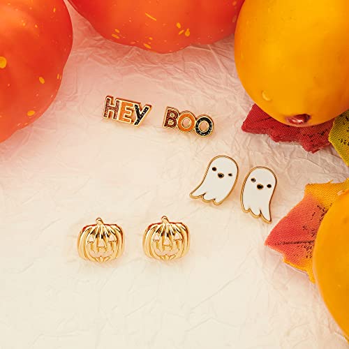 WOWORAMA Halloween Earrings Cute Pumpkin Earrings for Women Fun Crystal Pumpkin Stud Earrings Funny Smiling Face Pumpkin Drop Earrings Halloween Earrings Jewelry