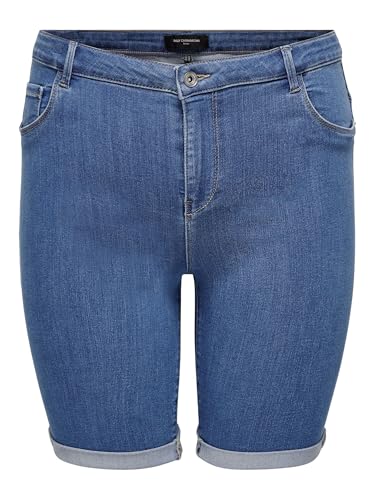 Only CARMAKOMA Pantalones Vaqueros Vaqueros Cortos para Mujer, Talla Grande, elásticos, Bermudas de Talla Grande CARTHUNDER, Denim Azul Medio, 50