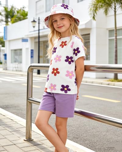 Image of OLMRJKD Kid Toddler Girl Clothes Summer Short Sleeve Figure Graphic Tee Shirt + Shorts Summer Outfits Set