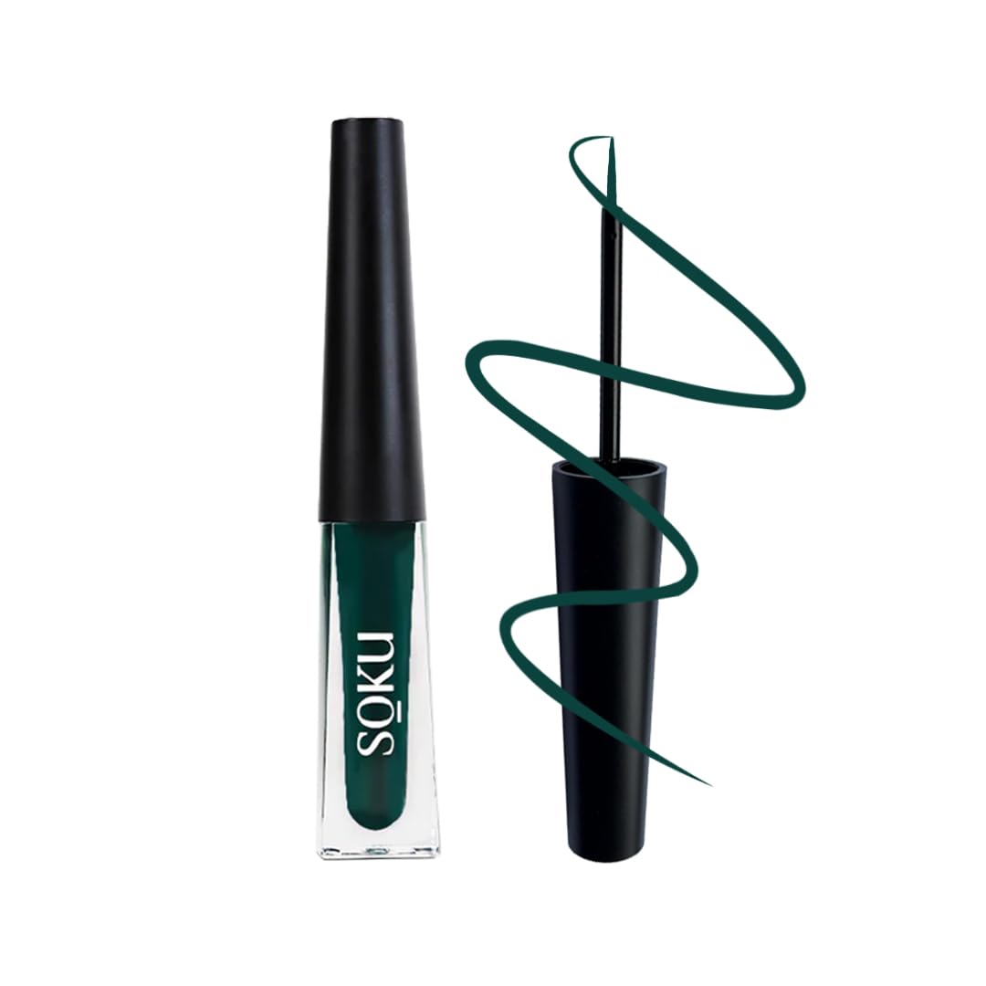 SOKU Eye Can See Intense Green Liquid Eyeliner | Long Lasting Up to 24 hours | Enriched with Castor Oil | Eyeliner Waterproof Smudge Proof (Instant Icon) - 2.5 ml-image-47