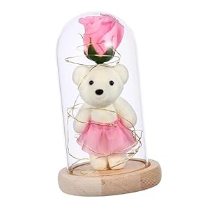 Cabilock Rosenlampe mit Bär in Glaskuppel