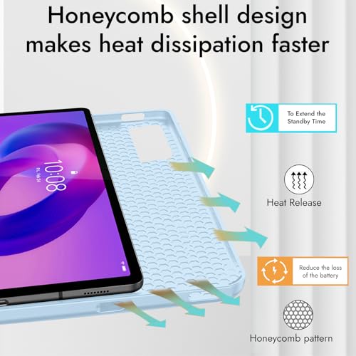 Image of Robustrion Case Cover for Lenovo Idea Tab Cover 11 inch with [Pencil Holder], Trifold Flip Cover Case for Lenovo Idea Tab Cover 11 inch [Auto Sleep Wake Support] - Light Blue