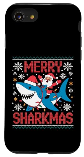 Merry Sharkmas AO[Z[^[ T^ CfBO V[N Cgt X}zP[X iPhone SE (2020) / 7 / 8 p