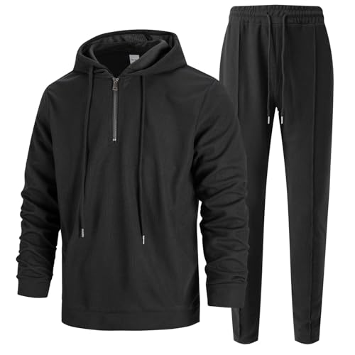 Survêtement homme 2 pièces respirant avec sweat à capuche et pantalon de sport streetwear