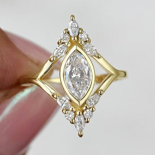 Personality Marquise Cut Cubic Zirconia Rings for Lady Luxury Engagement Jewelry4