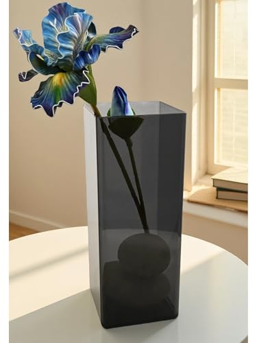 Modern Simplicity Shatterproof Flower Vase High-strength Plastic Vase for Fresh Artificial Flowers Preserved Plant Perfect for Home with Children or Pets - 1 vase 25cm tall grey