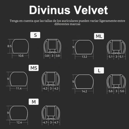 Almohadillas de silicona Divinus para reparar el mal ajuste de auriculares IEM de 3-5mm 6