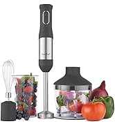 VonShef 3in1 Hand Blender 800W - Stainless Steel Handheld Electric Whisk with Attachments & Speed...