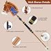 Greeily Stick Pony, Stick Horse for Kids Plush Handcrafted Pony Stick Horse Real Pony Neighing and Galloping Sound Sturdy Metal Pole with Lighting Wheels Sponge Grip (Brown)